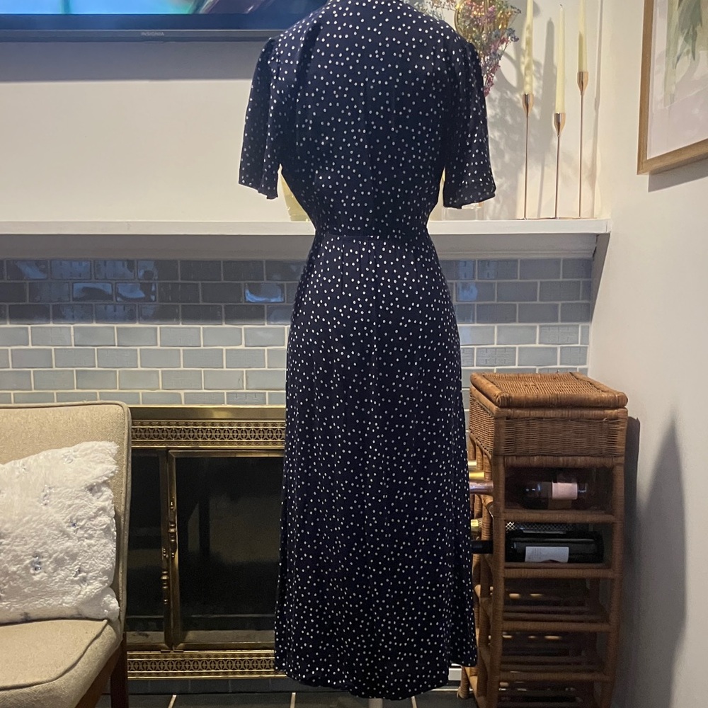 & Other Stories Navy Daisy Dot Midi Dress - Picture 4 of 6